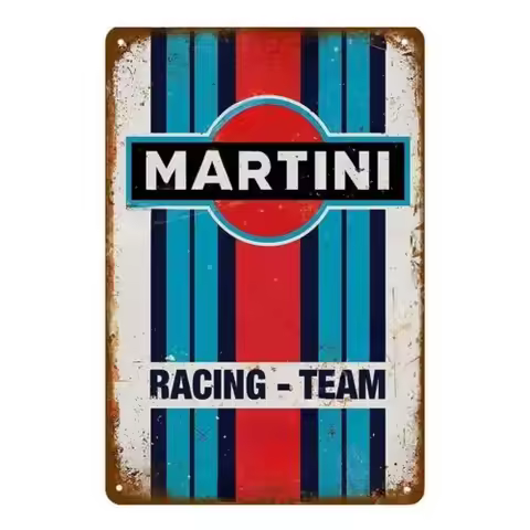 Martini Racing Team Vintage Tin Sign Retro Wall Art Garage Decor Collectible