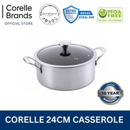 Corelle DuraNano 24cm Casserole Pot - Uncoated Non-Stick Stainless Steel Cookware (10 Years Warranty