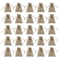 25pcs Packaging With Drawstring Storage Wedding Portable For Candy Small Natural Burlap Birthday Jewelry Pouch Linen Gift Bag