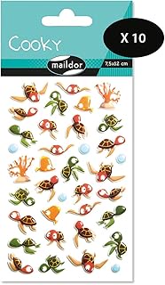 Maildor CY121Cpack - 10 x 3D Cookie Stickers 1 Sheet 7.5 x 12 cm Sea Turtles (36 Stickers)