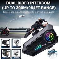 Y10-2X Motorcycle Helmet Bluetooth Headset Dual 300m Intercom Bluetooth 5.3 IPX6 Waterproof Intellig