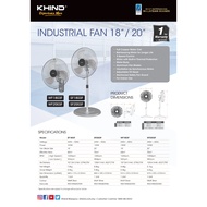 KHIND 20" Industrial Stand Fan Brand: Khind Model: SF2003F