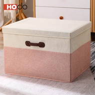 【Hodo SG Ready Stock】18L 30L Large Foldable Stackable Storage Box with Lid and Leather Handle Classic Design Dust-proof Premium Quality Bedroom Living for Kids Toys Wardrobe Organizer Basket
