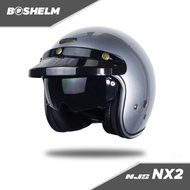 BOSHELM Helm Retro NJS NX2 SILVER GLOSSY Helm Half Face SNI [PROMO]