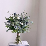 【鮮花】綠藍色尤加利藍星花文青自然風鮮花捧花