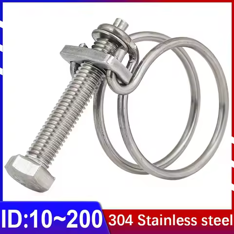 304 Stainless Steel Wire Hoop Double Wire Throat Hoop Strong Clip Adjustment Fixed Upvc Hose Hoop Wa