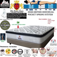 Dr. Euro Care Spine Plus Zero-Motion Individual Pocket Spring with (3" Latex Feel Plush-Top) Mattres