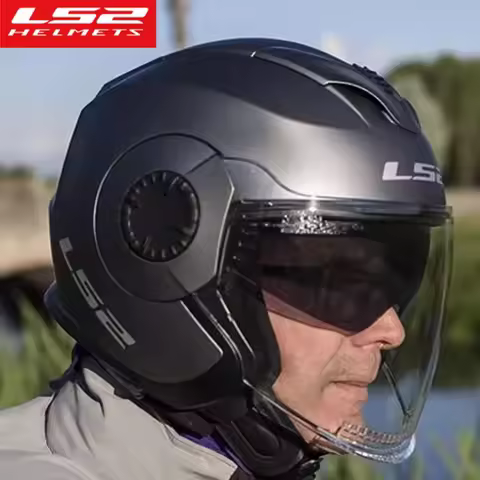 ECE Certification Original Ls2 OF570 Motorcycle Helmet Summer Half 3/4 Capacete Ls2 Gift Brim Road R