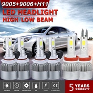 9005+H11+9006 6,000k 3900W 585000LM LED Headlight Set Hi Low Bulb LED-593
