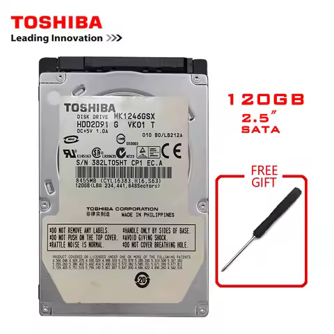 TOSHIBA 120GB 2.5" SATA Laptop Notebook Internal HDD Hard Disk Drive 120G 60MB/s 2/8mb 5400-7200RPM