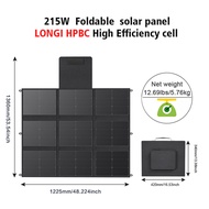 Solar Panel 215W Foldable Portable Charger, LONGI HPBC Solar Charger with PD60W QC3.0 USB/DC Output 