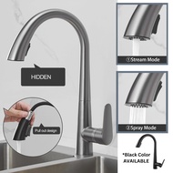 BATHKITCZH Grey/Black Brass Pull Out Sink Faucet Kitchen Basin Sink Faucet Kitchen Tap Kitchen Mixer Water Taps Sink Tap