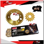 Zfore Spoket 415 Steel Y15/Y15-V2/FZ150/FZ150FI/Y16 Sprocket & Chain Rantai RK TAKASAGO ORING GOLD
