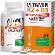 Bronson Vitamin K2 (MK7) with D3 Extra Strength 120 capsules  D3 10,000 IU + K2 MK-7 120 mcg