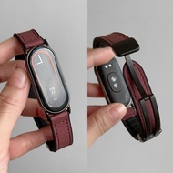 Xiaomi Smart Band 8/9/10 Strap Magnetic Leather Mi Band 8 9 10 Strap Waterproof Sport Leather Strap