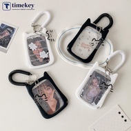 TIMEKEY Cat Pendant Photocard Holder Transparent Keychain Subway Bank Employee's Card Case Student I