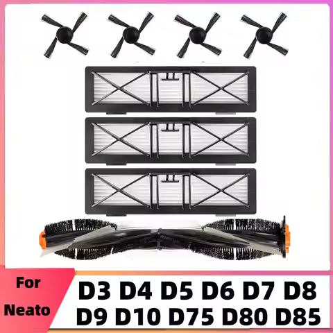 Side Brush Filter Main Roller Brush for Neato Botvac D Series D3 D4 D5 D6 D7 D8 D9 D10 D75 D80 D85 R