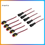 DRO_ 5 Sets 2 Pin Way Car Waterproof Electrical Connector Plug with Wire AWG Marine