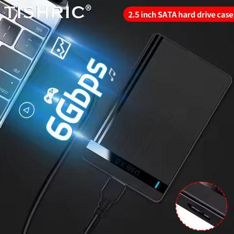 TISHRIC External 2.5" SATA to USB3.0 HDD Enclosure Mobile Hard Drive Box for SSD External Storage HD