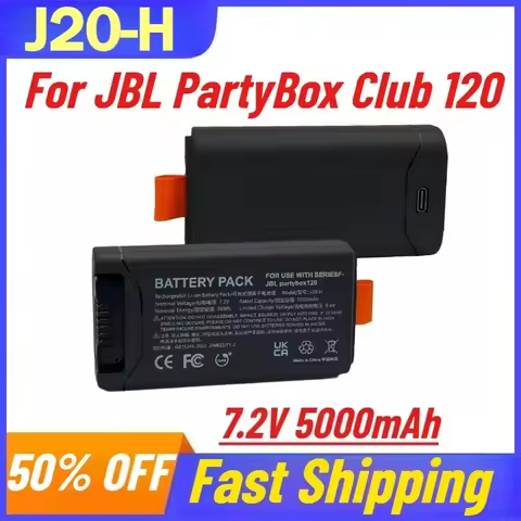 7.2V 5000mAh J20-H Bluetooth Speaker Battery for JBL PartyBox Club 120 Rechargeable Batteries with T