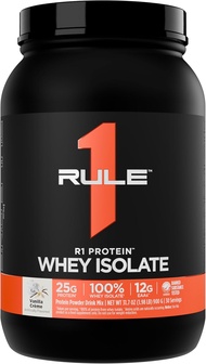 Rule 1 R1 Whey Protein Isolate Chocolate Fudge - 2 lbs ( 28 Servings) Powder - 25g Whey Isolate & Hy