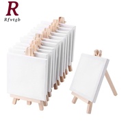 4 By 4 Inch Mini Canvas And 8*16cm Mini Wood Easel Set For Painting Drawing School Student Artist Su