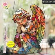 2D Flat, 2D Flat Acrylic 1pc Wonderful Angel- Colorful Stained Glass Style Hanging Decoration, Perfe
