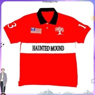 Haunted Mound  Shirt America Retro Street Hip Hop Short Sve Shirt Y2k Men Casual Embroidery Cotton T