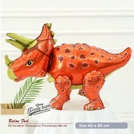 MERAH Mall - [besty_mart3] 4D Dinosaur Triceratops Red Foil Balloons Jurassic Park Dino Balloons 4D