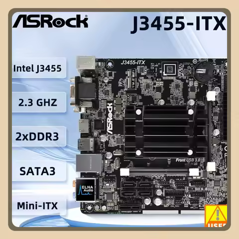 Used ASROCK J3455-ITX Mini-ITX Motherboard Intel Quad-Core cpu J3455 DDR3 16GB Integrated Intel HD G