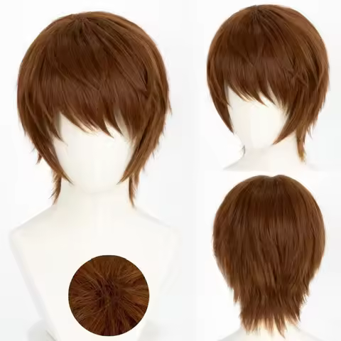 Light Yagami Cosplay Wig Anime Death Note Cosplay Light brown Hair for Halloween Theme Costume Kanek