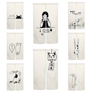 Japanese-Style Hand-Painted Cartoon Cat Room Divider Curtain Kitchen & Living Room Entrance Half-Len