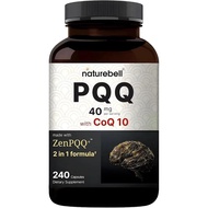 NatureBell PQQ 40mg with CoQ10 10mg, 240 Capsules(packaging may vary)