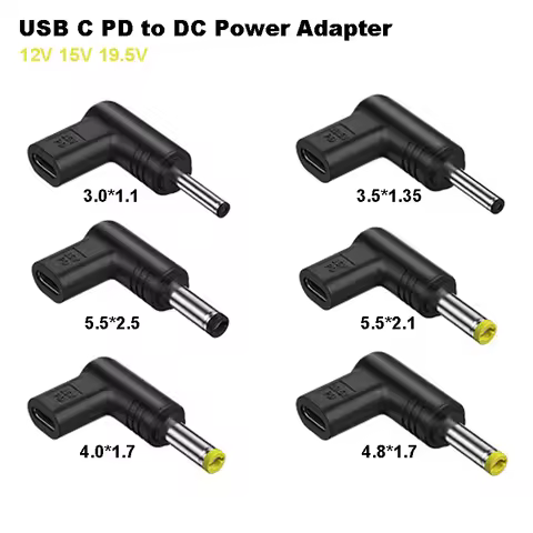 12V 15V 19.5V USB C Type C PD to DC Power Adapter Universal 3.5*1.35 5.5*2.5mm DC Jack Plug Connecto