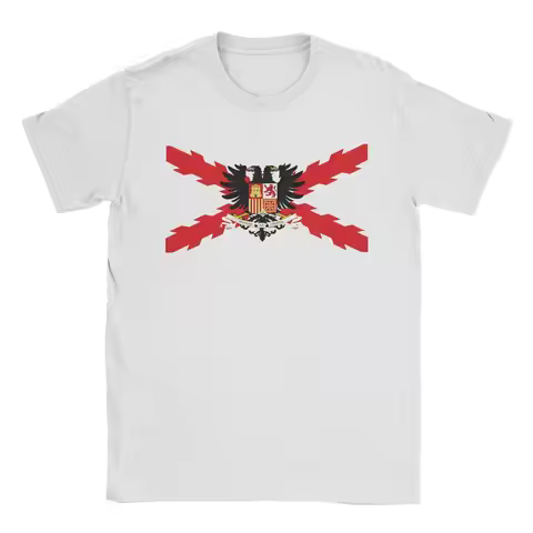 Men T-Shirt Spain flag burgundy cross (2) Unique Pure Cotton Tees Short Sleeve T Shirt Round Neck Cl