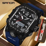 Sophisticated SANDA Men's Wristwatch - 3 Time Zones, Chronograph, Luminous & Alarm