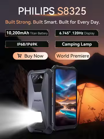 Rugged Smartphone PHILIPS S8325 IP68 Waterproof Android 16 Dual Sim 12(6+6)GB+256GB 10200mAh 6.745" 