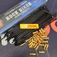 Spokes Black Spokes/ Spokes Nipples Gold Rock Biker 9x184