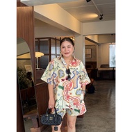 Fashion Set For Plus Size Women MS-456 The Cute Pattern Is Too Bright And Irresistible. The Cotton F