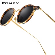 FONEX Kính Râm Phân Cực Titan Acetate Kính Râm Nam Tròn Cổ Điển Retro Mới 2022 Cho Nữ Kính Râm Phong
