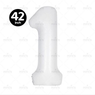MINIIS INS Style 42 Inch Number Balloon 0-9 Matte White Number Foil Balloon Number Belon Number Birt