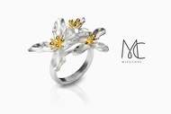 Mizuchol-แหวนเงินแท้ชุบทองคำขาวและทองคำแท้ Be Always Blooming Cocktail Ring (SALE)