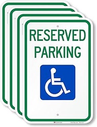 SmartSign (Pack of 4) 18 x 12 inch Federal Handicap Reserved Parking Sign with Wheelchair Symbol, 63
