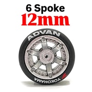 6-spoke 12mm Hotwheels Rubber Tyre - 1:64 Tayar Getah Hot Wheel - Without Axle