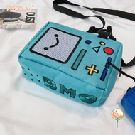 PEONYMY Crossbody Bag, Soft Adventure Time Small Bags, Funny Canvas Double BMO Robot Shoulder Bag Wo
