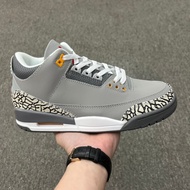 Kasut bola keranjang luar berkualiti tinggi AJ 3 Retro "Cool Grey" Wolf Grey AJ3, kasut tenis