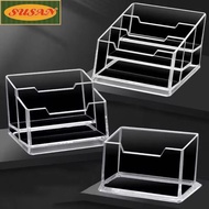 SUSANS 1Pcs Bussiness Card Holder, Display Stand Acrylic Plastic Business Card Box,  Transparent Sch