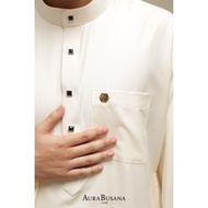 Jubah Lelaki Off White Nikah Pearl Cotton Baju Quality Sunnah Muslim Haji Umrah by Aura Busana