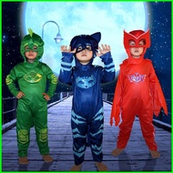 YB1 PJ Masks Cosplay Costume Catboy Owlette Gekko Kids Coat Tops Halloween Party Show Uniform Set Ma