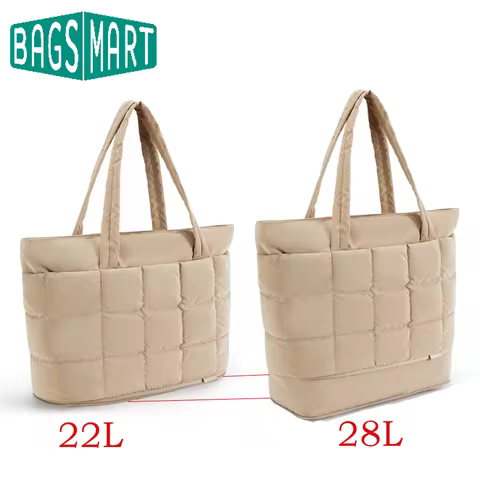 BAGSMART Expandable Women's Bags Puffer Quilted Tote Bag Waterproof Large Capacity Carry-On Organize